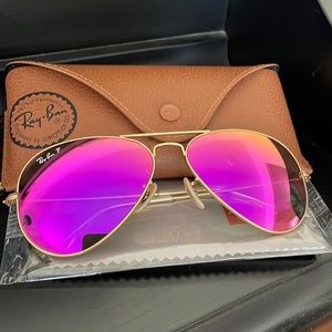 Ray-Ban aviator mirrored  polarized 3025 pink/gold sunglasses